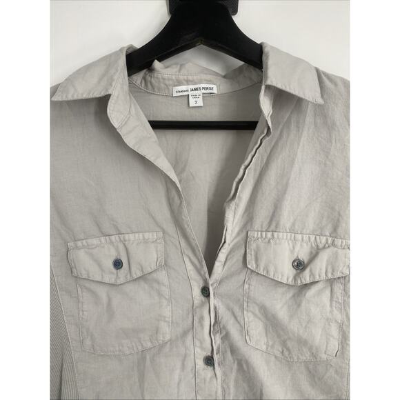 James Perse Button Up Shirt Women Size 2 Quiet Luxury Preppy Office Siren 1122 - Picture 2 of 11